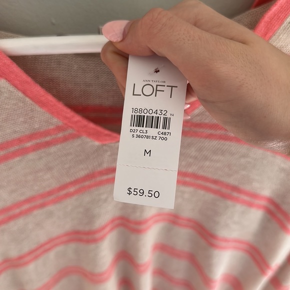 LOFT Lightweight Striped Hoodie Top - Picture 2 of 3